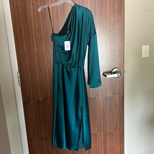 Renee C One Shoulder Bell Sleeve Dress NWT